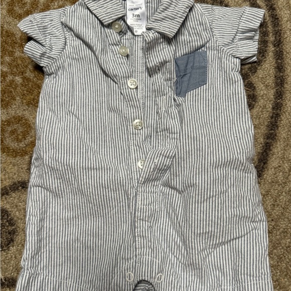 Carter's Blue and White Striped Baby Romper - Picture 1 of 3